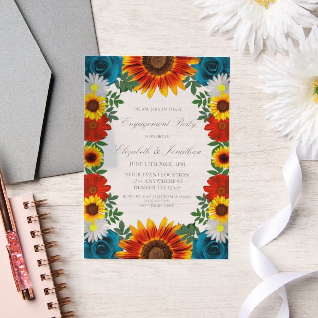 Backyard Summer Floral Engagement Party Vellum Invitations (Wedding)