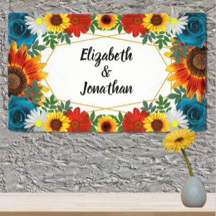 Backyard Summer Floral Geometric Banner