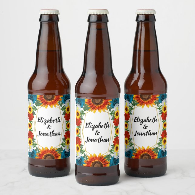 Backyard Summer Floral Geometric Beer Bottle Label (Bottles)