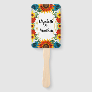 Backyard Summer Floral Geometric Hand Fan