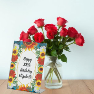 Backyard Summer Floral Geometric Pedestal Sign