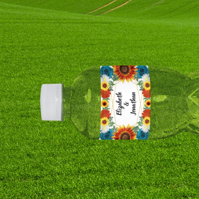 Backyard Summer Floral Geometric Water Bottle Label (Creator Uploaded)
