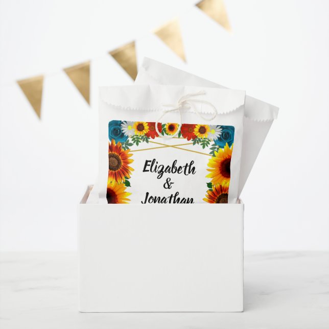 Backyard Summer Floral Geometric Wedding Favour Bag (Party)