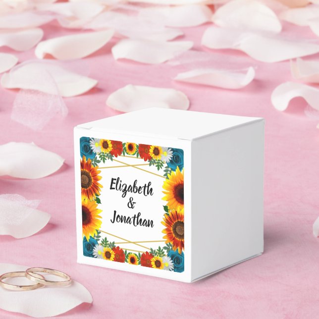 Backyard Summer Floral Geometric Wedding Favour Box (Wedding)