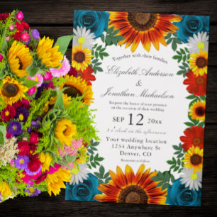 Backyard Summer Floral Wedding Vellum Invitations