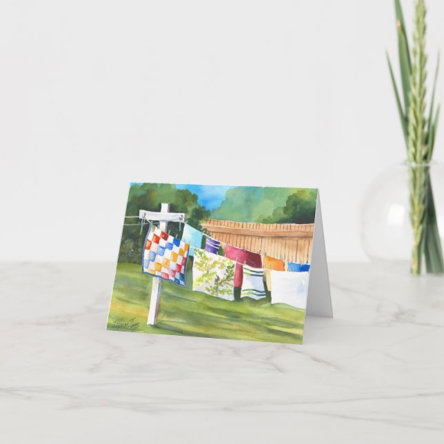 Backyard Washline Note Card (Front)