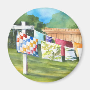 Backyard Washline Sticker Magnet