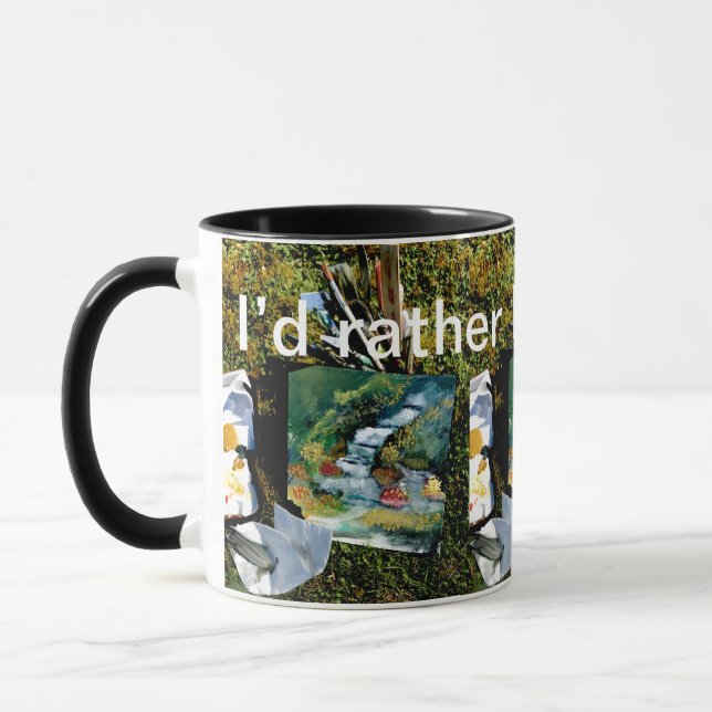 Backyard waterfall nature painting mug (Left)