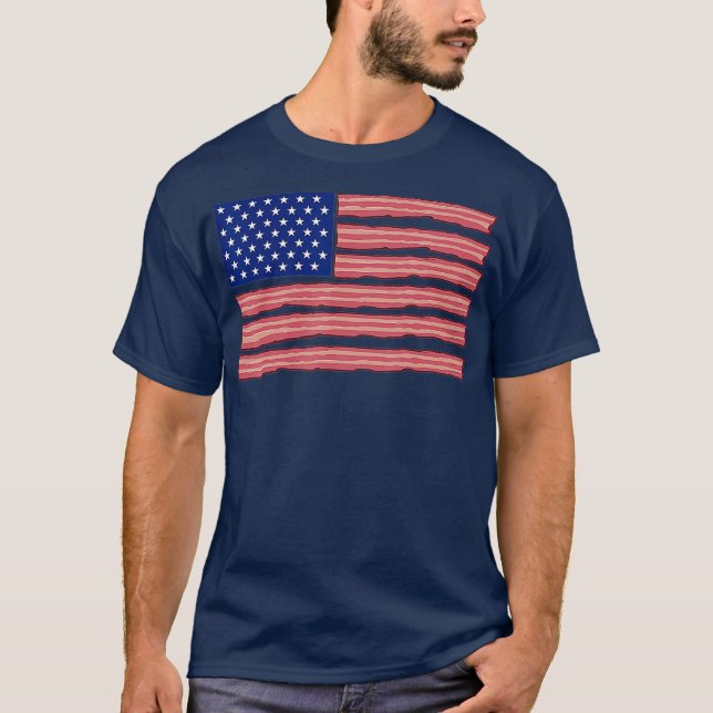 bacon American flag patriotic American bacon T-Shirt (Front)