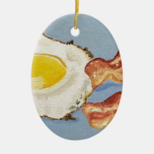Bacon and Egg Breakfast painting Ceramic Ornament