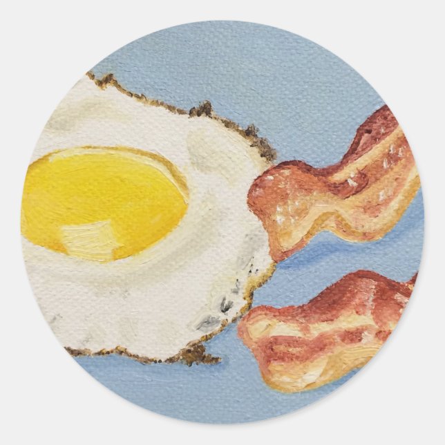 Bacon and Egg Breakfast painting Classic Round Sticker (Front)