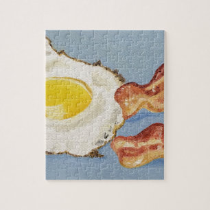 Bacon and Egg Breakfast painting Jigsaw Puzzle