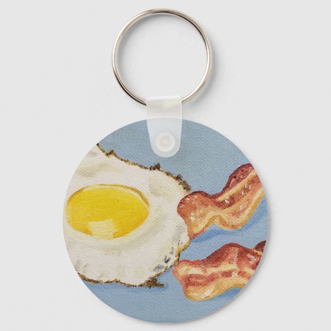 Bacon and Egg Breakfast painting Key Ring (Front)