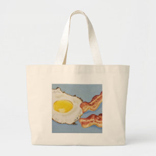 Bacon and Egg Breakfast painting Large Tote Bag
