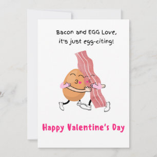Bacon and egg Love, It's egg-citing! valentine Holiday Card
