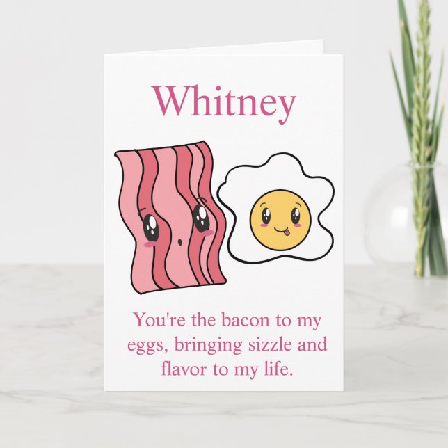 Bacon and Eggs Breakfast Funny Valentines Day Card (Front)
