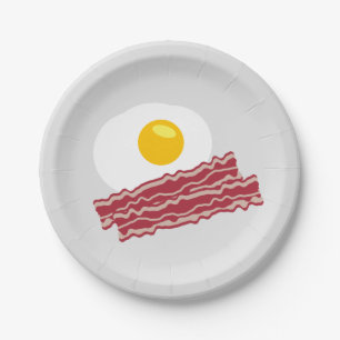 Bacon and eggs breakfast paper party plates