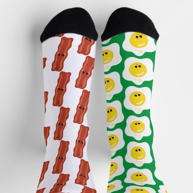 Bacon and Eggs Fun Mismatched Socks (Top)