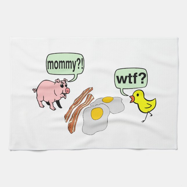 Bacon And Eggs Nightmare Tea Towel (Horizontal)