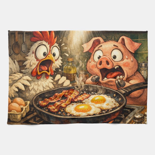 Bacon and Eggs Panic Tea Towel (Horizontal)