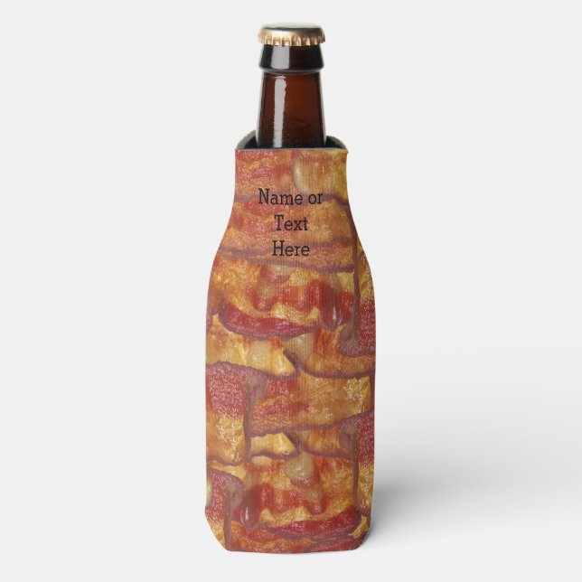 Bacon Background Pattern Bottle Cooler (Bottle Front)