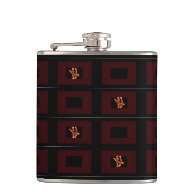 Bacon Black & Burgandy Flask-Design 1 Hip Flask (Front)