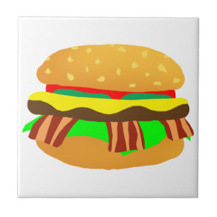 Bacon Cheeseburger Ceramic Tile