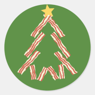 Bacon Christmas Tree Classic Round Sticker