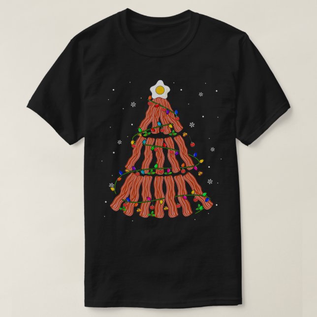 Bacon Christmas Tree Cute Christmas Lights Bacon P T-Shirt (Design Front)