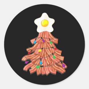 Bacon Christmas Tree Egg Top Funny Pork Lover Xmas Classic Round Sticker