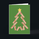 Bacon Christmas Tree Holiday Card<br><div class="desc">A perfect holiday gift for the meat lover in your life. This kitchy Christmas tree is made out of little bacon slices.</div>