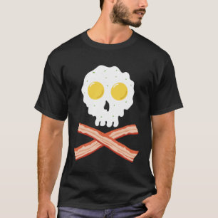 Bacon Crossbones & Sunnyside Up Eggs Skull Breakf T-Shirt