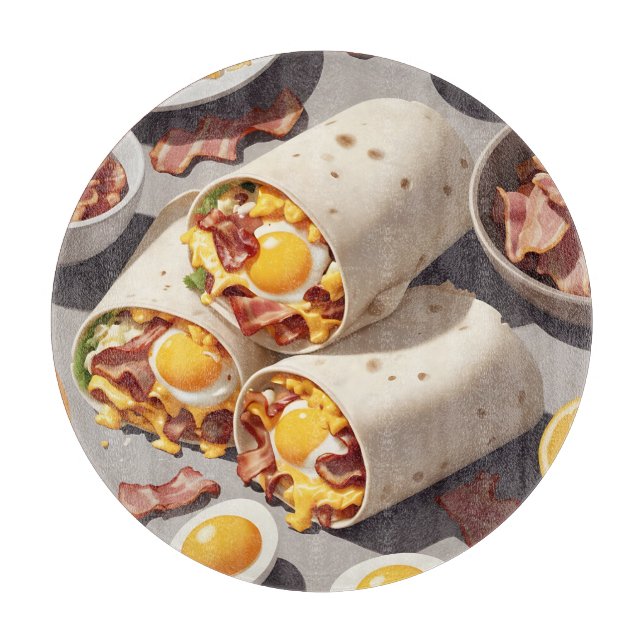 Bacon Egg Cheese Breakfast Wrap Cutting Board (Front)