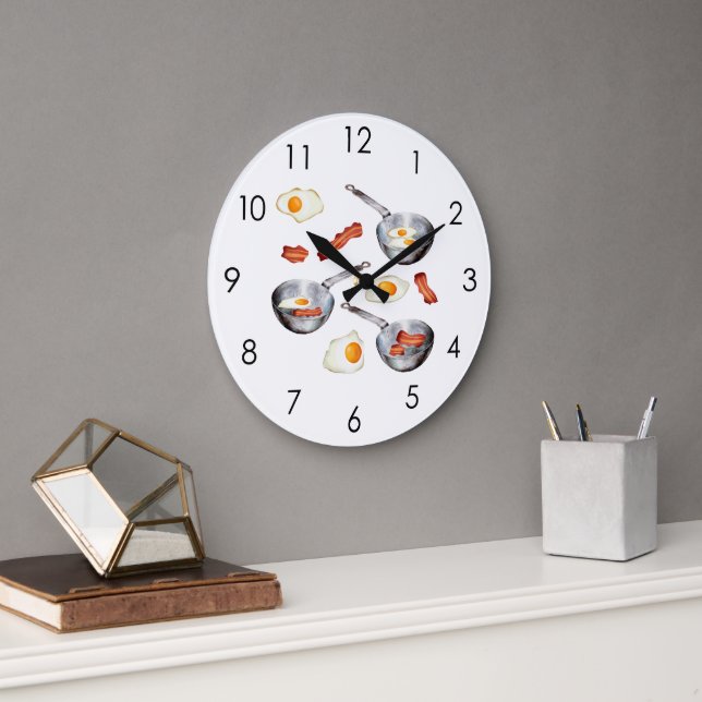 Bacon & Eggs Breakfast Food Kitchen Large Clock (Office)