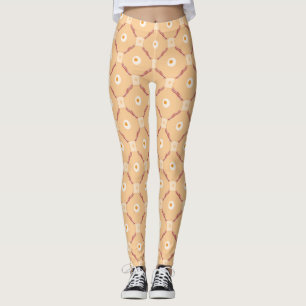 Bacon Eggs Buttered Toast Cartoon Pattern Leggings
