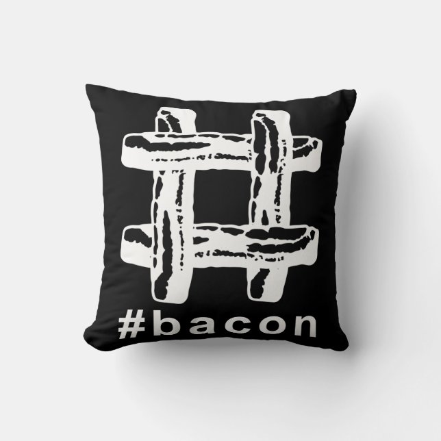 Bacon Fest Hashtag (Black Background) Cushion (Front)
