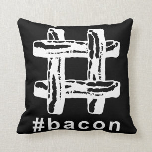 Bacon Fest Hashtag (Black Background) Cushion