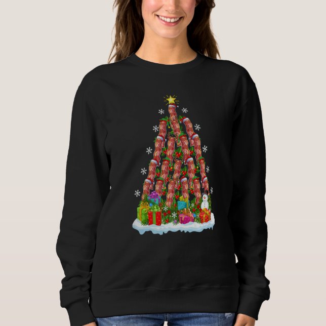 Bacon Food  Xmas Holiday Santa Bacon Christmas Tre Sweatshirt (Front)