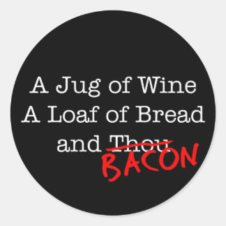 Bacon Jug of Wine Classic Round Sticker