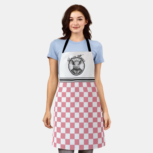 Bacon Manor Pink Checked Chef's Apron (Worn)