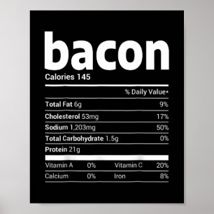 bacon nutrition facts family matching christmas co poster