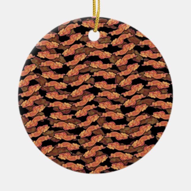 Bacon Pattern Ceramic Ornament (Front)