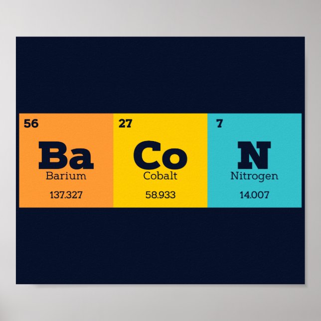Bacon Periodic Table Chemistry Teacher or Student Poster (Front)