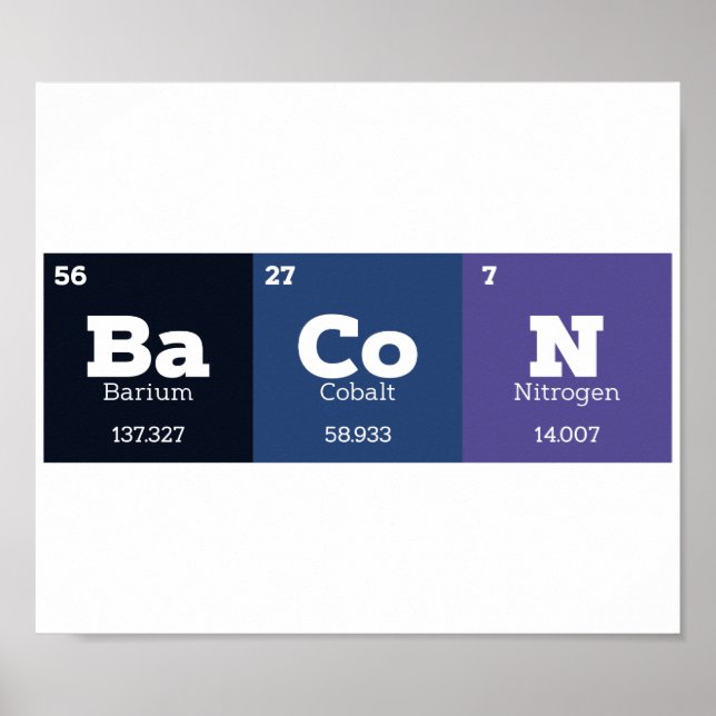 Bacon Periodic Table Chemistry Teacher or Student Poster (Front)