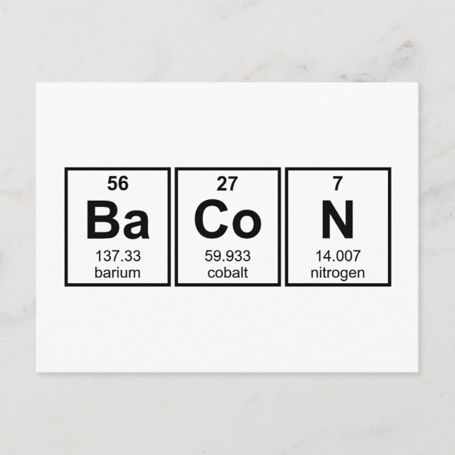 Bacon Periodic Table Element Symbols Postcard (Front)