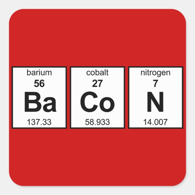 BaCoN Periodic Table Square Sticker (Front)