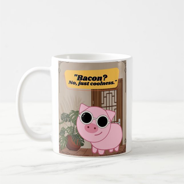 bacon piggy quote coffee mug (Left)
