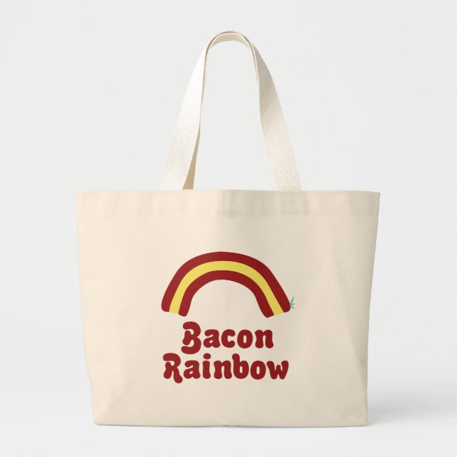 Bacon Rainbow Large Tote Bag (Front)