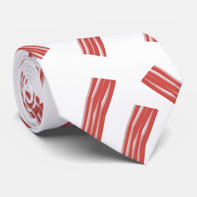 Bacon Slices Party Seamless Pattern Tie (Rolled)