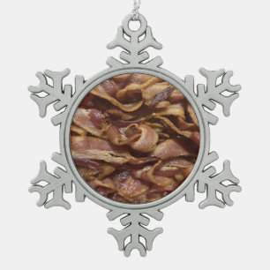 Bacon Snowflake Pewter Christmas Ornament